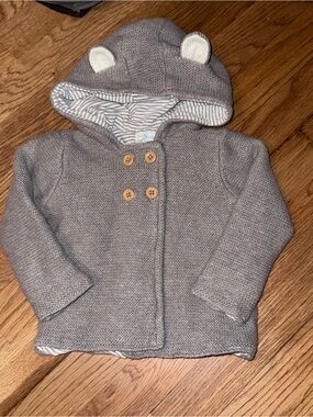 ☀️JoJo Maman Bébé Gray Knit Hooded Sweater with Ear Detail